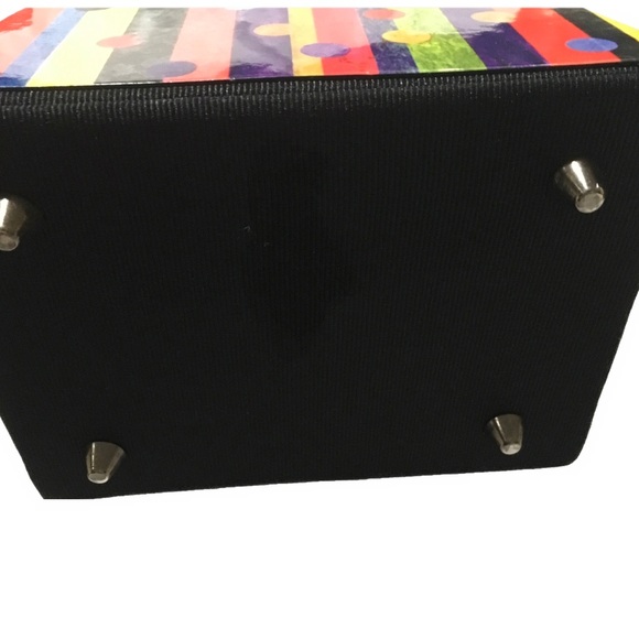 PATENT LEATHER YELLOW PLUS MULTI COLOR STRIPED JEWELRY ORGANIZER/ HANDL… - Picture 7 of 13